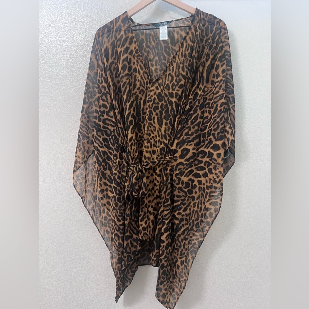 Ralph Lauren Swimsuit Cover-Up Tunic Leopard Print Size S/M NWT - Picture 2 of 6